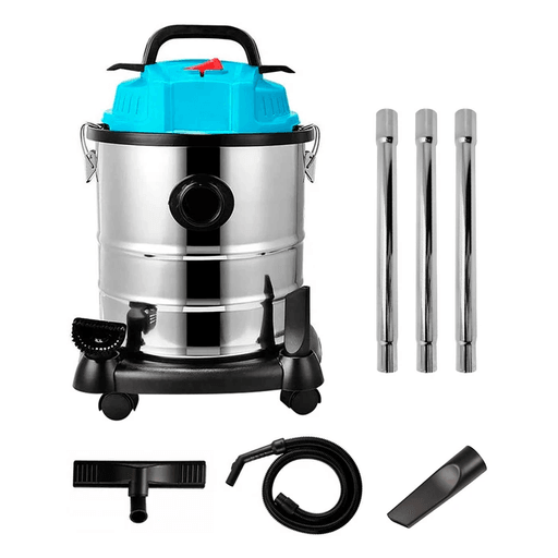 Esta aspiradora industrial NAPPO con triple función permite aspirar pisos, alfombras y soplar hojas con comodidad gracias a sus 1400W de potencia. Dispone de 20 litros de capacidad y un diseño ligero con asas que facilitan su traslado. Cuenta también con un mango regulable que le permite llegar a más lugares y ruedas giratorias que facilitan el movimiento en cualquier dirección.