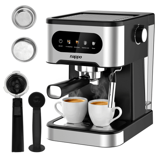 Disfruta del auténtico sabor del café con la Cafetera Espresso Barista Pro 7 en 1 de Nappo, equipada con una potencia de 1350W para lograr una extracción intensa y aromática. Gracias a su sistema de calentamiento rápido y su control táctil, puedes preparar de forma rápida y sencilla distintos tipos de café: espresso, americano o incluso espresso frío. Además, su función de espumado a vapor de alta presión te permite crear lattes y capuchinos con espuma cremosa como en una cafetería. Compatible con sistema multicápsula y con un tanque de agua desmontable de 1,5L, esta cafetera une diseño práctico y rendimiento profesional para transformar cada taza en un momento especial.