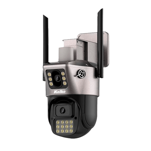 La cámara de seguridad Kolke de doble lente simultáneo es la solución perfecta para proteger tu hogar o negocio. Con una cámara dinámica de 3.0MP y una cámara estática de 3.0MP, puedes obtener una conexión coordinada para una vigilancia completa. Posee doble iluminación con 18 luces IR blancas y visión nocturna, garantizando una vigilancia efectiva en todo momento. Cuenta con alarma AI para alertarte ante cualquier movimiento, también soporta monitoreo remoto desde cualquier dispositivo y tiene WiFi 2.4G. Gracias a su parlante y micrófono integrados te permiten comunicarte de forma bidireccional brindándote una completa seguridad para tu hogar.