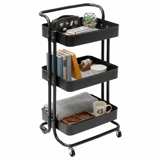 El organizador de 3 estantes es una solución práctica y versátil para mantener tus espacios ordenados en el hogar o la oficina. Su diseño minimalista se adapta a cualquier ambiente, mientras que sus estantes tipo cesta con bordes altos permiten almacenar objetos de forma segura. Fabricado en metal, ofrece gran resistencia y durabilidad, y gracias a sus ruedas y manija superior es fácil de trasladar sin esfuerzo. Además, su armado sencillo lo convierte en una opción funcional y conveniente para el uso diario.