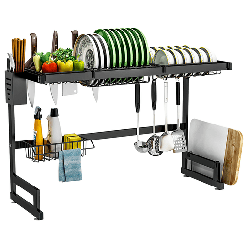 Este escurridor premium DecoTeam en acero inoxidable puede ayudarte a ahorrar espacio y tiempo haciendo que sea más fácil acceder a varios utensilios y suministros. Sus piezas son ajustables para que puedas adaptarlo a las necesidades de tu cocina. El agua caerá directamente en la pileta de la cocina, haciendo que esté más limpia y ordenada.