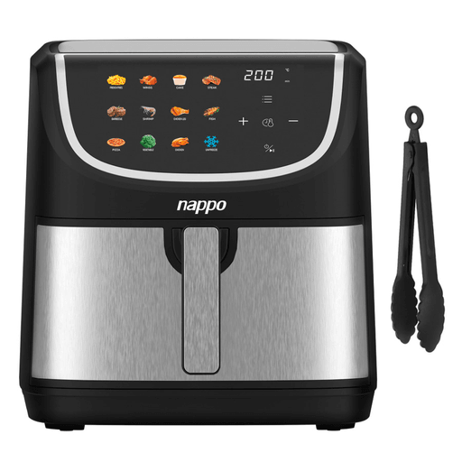 La freidora sin aceite NAPPO es la solución perfecta para aquellos que desean disfrutar de comidas deliciosas sin la necesidad de utilizar aceite. Con una capacidad de 8 litros y una potencia de 1800W, esta freidora garantiza resultados crujientes y sabrosos en cada comida. El panel táctil con pantalla facilita su uso, permitiendo controlar las 12 funciones preestablecidas con total comodidad. Además, su timer ajustable de hasta 60 minutos y su función de apagado automático garantizan una cocción precisa y segura. Gracias a su tecnología de circulación de aire caliente de 360º, brinda una distribución uniforme del calor, logrando resultados excepcionales en tus alimentos.
