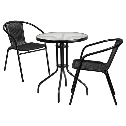 El juego de jardín EMPOLi de 3 piezas combina estilo y funcionalidad para disfrutar tus espacios al aire libre. Incluye una mesa con superficie de vidrio y dos sillas cómodas, ideal para balcones, patios o terrazas. Fabricado con estructura de acero y ratán de alta durabilidad, ofrece resistencia a la intemperie y al uso diario. Su diseño elegante y fácil mantenimiento lo convierten en una opción práctica para crear un rincón acogedor y moderno en tu hogar.