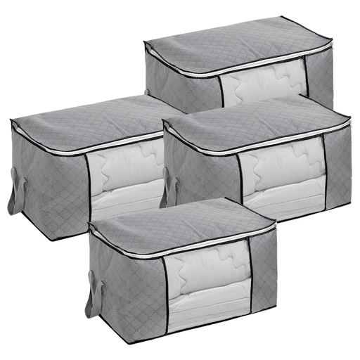 Por tema de espacio o tiempo, a veces es difícil mantener nuestra ropa organizada y guardada, pero con este pack de 4 cajas organizadoras con visor DecoTeam ya no será un problema. Su espacioso diseño con visor realizado en tela transpirable te garantiza mantener tus prendas, ropa de cama, etc. alejadas de la humedad y el polvo. El visor transparente en el frente te ayuda a encontrar lo que necesites de forma rápida y sin tener que abrirlo.