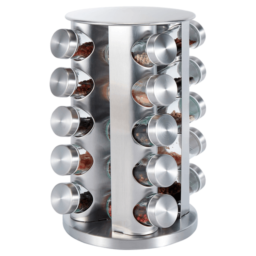El Set de 20 Especieros CROiX giratorio en acero inoxidable y frascos de vidrio es el complemento perfecto para tu cocina. Tiene un diseño elegante y una base giratoria de 360° que te permite acceder de manera rápida a tus condimentos favoritos. Además, gracias a que los frascos cuentan con tapas de rosca, aseguran la frescura de tus especias y hierbas, facilitando su uso y almacenamiento.