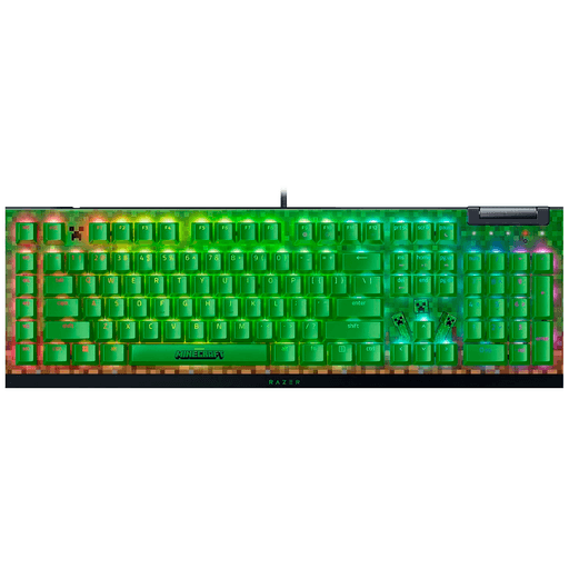 Domina cada partida con el Razer BlackWidow V4 X Minecraft Edition, diseñado para ofrecer un rendimiento superior y una experiencia de juego inmersiva. Equipado con switches mecánicos Razer Green, brinda una sensación táctil con clics precisos y satisfactorios. Su iluminación Razer Chroma RGB personalizable transforma tu setup con efectos dinámicos que reaccionan al juego. Cuenta con teclas ABS de doble inyección para una mayor durabilidad, rodillo multimedia dedicado para control total del audio, y 6 teclas macro dedicadas que te otorgan ventaja táctica inmediata. Además, incluye espuma de PCB para una experiencia acústica refinada, estabilizadores lubricados para pulsaciones suaves, y una sólida carcasa superior de aleación de aluminio 5052, que garantiza resistencia y estilo.