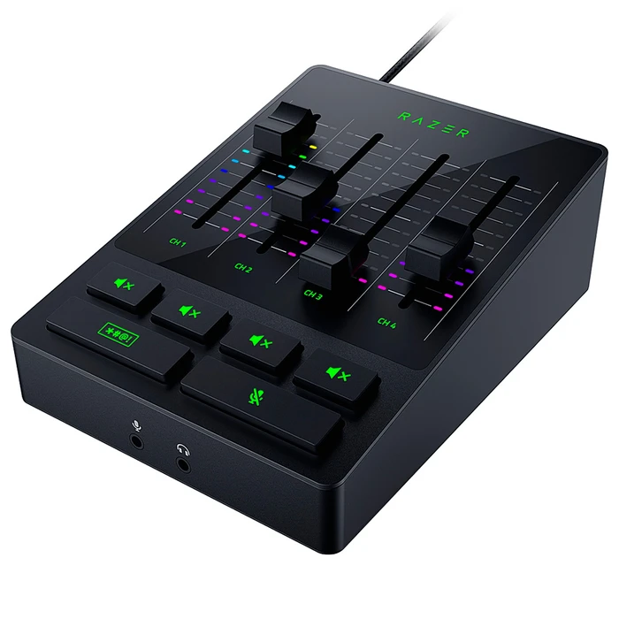 Mixer Analógico Razer con interfaz de 4 canales e iluminación