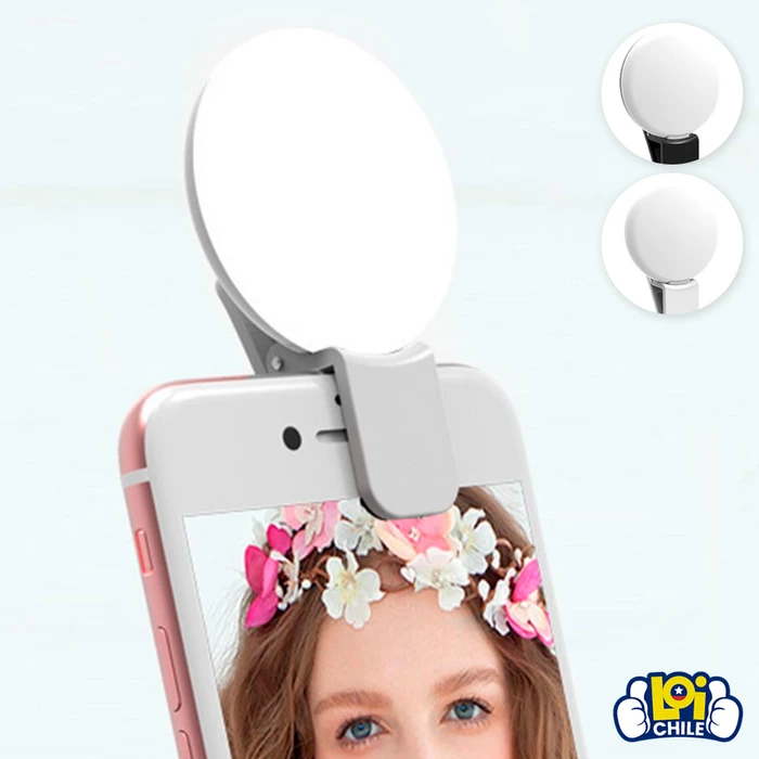 Aro de luz para selfies con clip para celulares Blanco, oferta